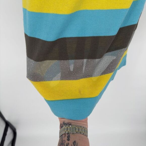 Missoni Signature Striped Knit Mini Dress Sheer Shredded Back US 8 Festival Club - Picture 3 of 10